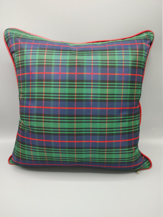 Custom Handmade Green Plaid Decorative Throw Pillow