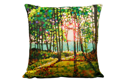 Stunning modern handmade “Kevin Conklin” original art print on 18” square velvet pillow. titled “Magic Walk”.