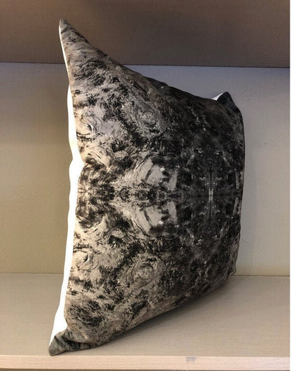 Handmade Modern Abstract Print Velvet Gray Pillow NOT AVAILABLE