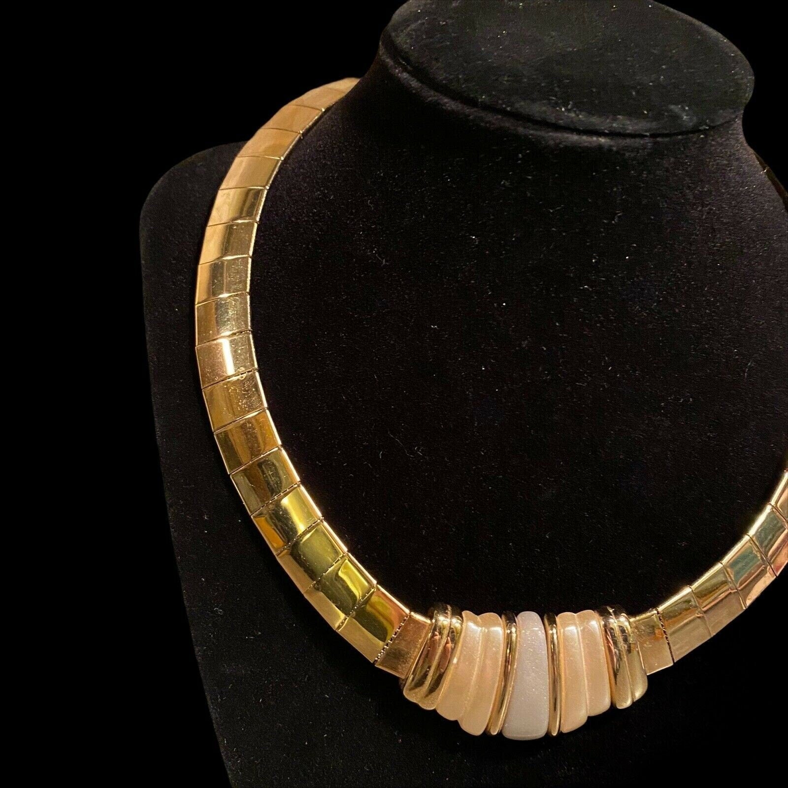 Vintage Signed Napier Cleopatra Gold Statement Choker With Resin Art Deco Style