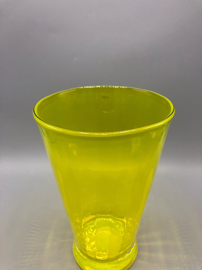 Mid century hand blown yellow vase glass made by “Krosno” Poland