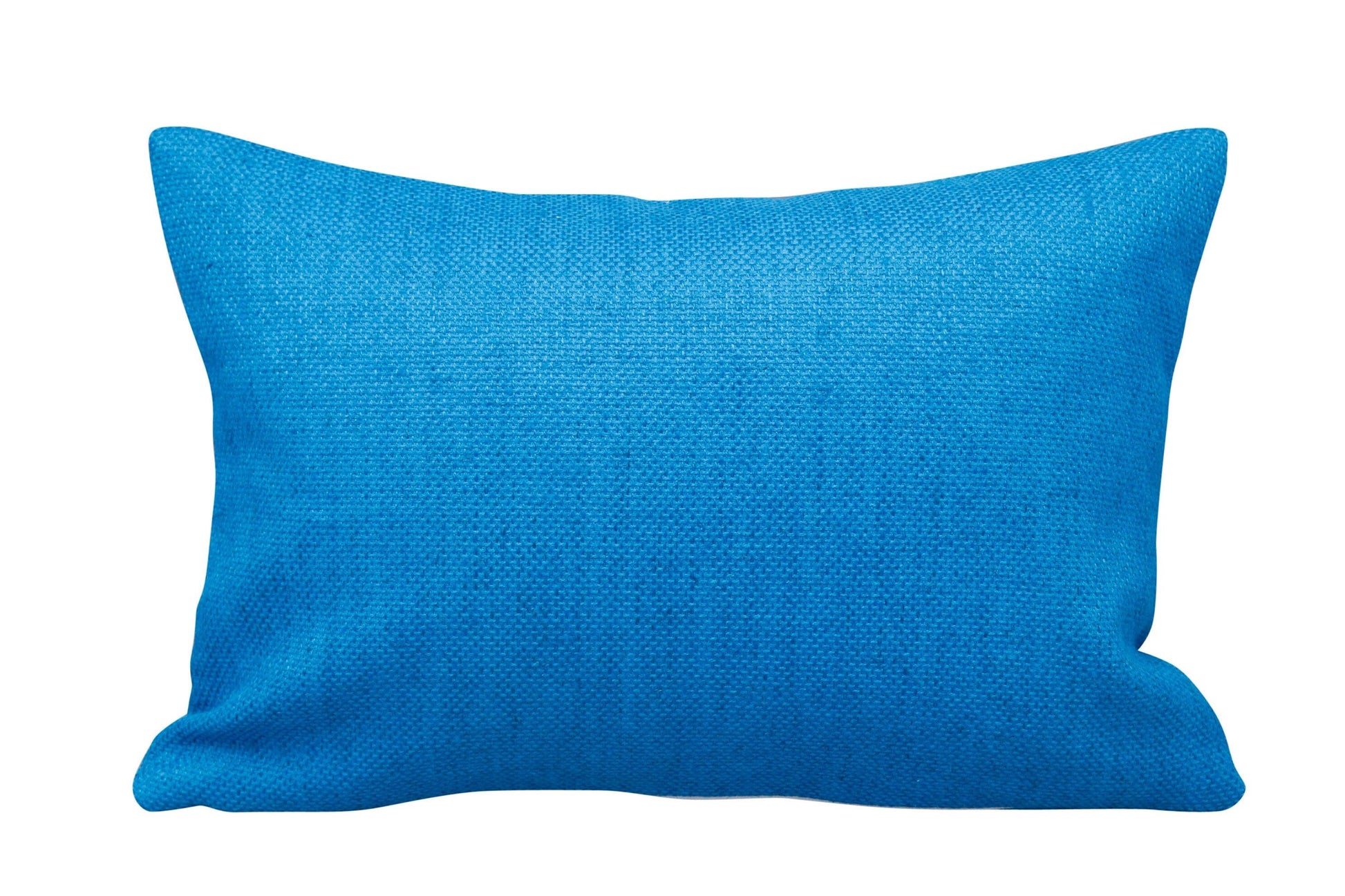 Handmade artisan lumber pillow blue linen with white Naugahyde stripe