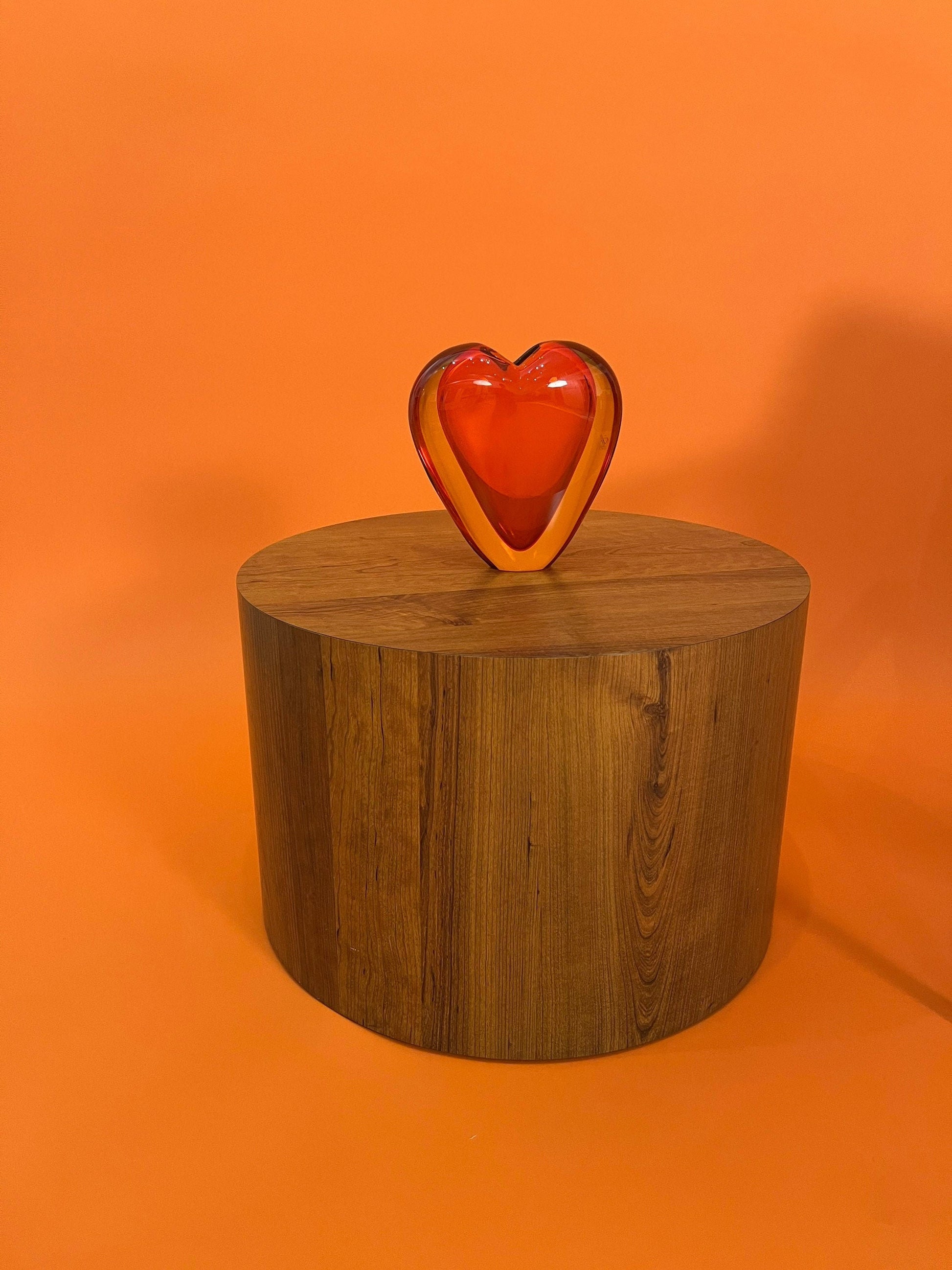 Mid century teak circle drum shaped coffee table end table 1970s Circa