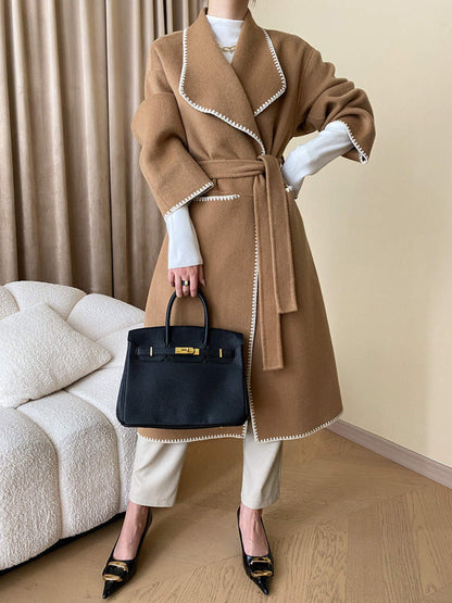 Double breasted hand sew camel coat