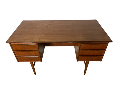 Mid-Century Modern teak Desk with 6 drawers 1960's