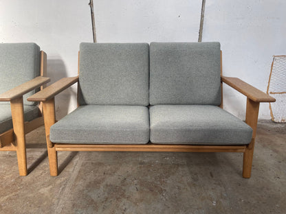 Mid-Century Modern Hans J Wegner GE290 3 and 2 seater oak sofa set