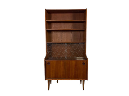 Mid-Century Modern Teak bookcase sliding glass doors 1960's