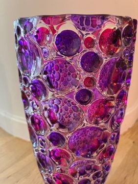 Murano Style Purple Glass Vase