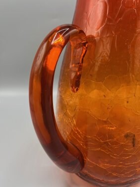 Vintage Blaco Glass Pitcher Orange crackle