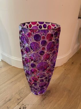 Murano Style Purple Glass Vase