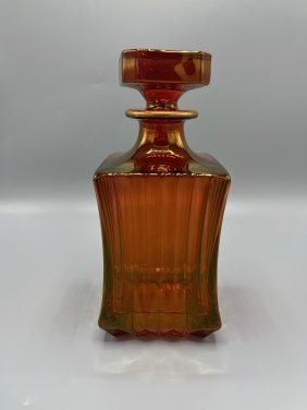 Gorgeous Murano Style Amber Decanter with gold trim by Zecchin