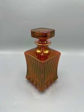 Gorgeous Murano Style Amber Decanter with gold trim by Zecchin