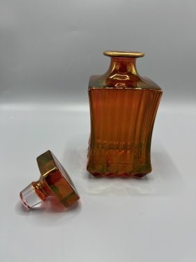 Gorgeous Murano Style Amber Decanter with gold trim by Zecchin