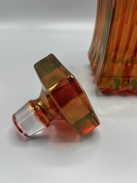 Gorgeous Murano Style Amber Decanter with gold trim by Zecchin