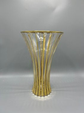 Murano Style Crystal Vase with Gold trims