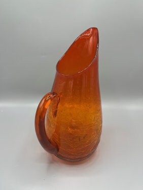 Vintage Blaco Glass Pitcher Orange crackle