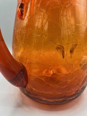 Vintage Blaco Glass Pitcher Orange crackle