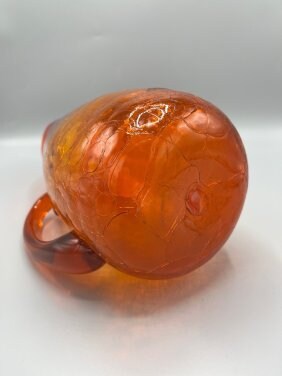 Vintage Blaco Glass Pitcher Orange crackle