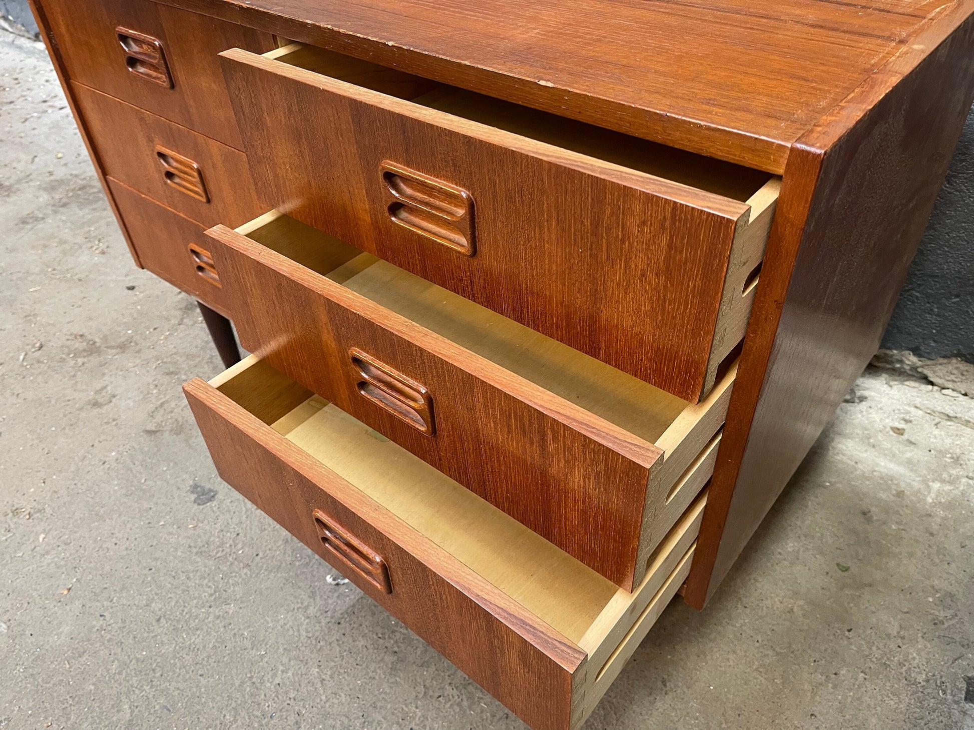 Mid Century Teak Dresser With (6) drawers by Niels J Torso