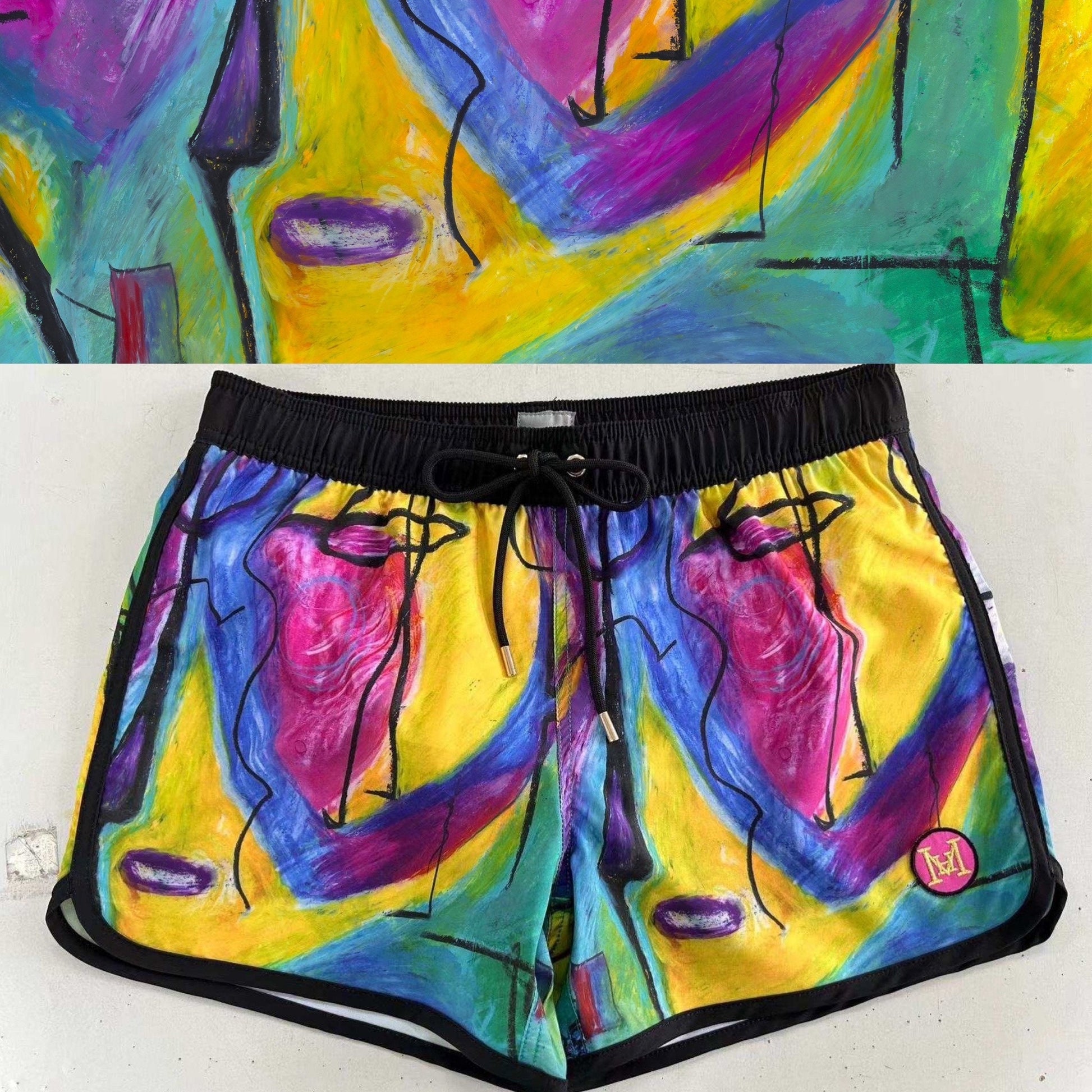 Men short swimwear with Bruce Mishell Art Work