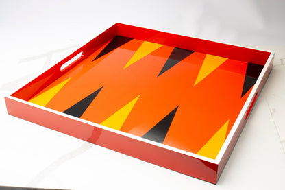 Handmade contemporary lacquer wood tray titled “Game Time” designed by “Magic Hill