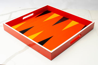 Handmade contemporary lacquer wood tray titled “Game Time” designed by “Magic Hill