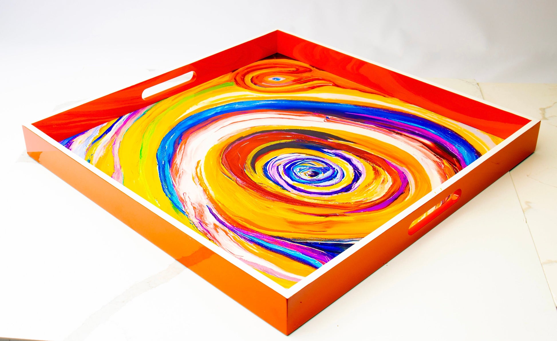 Lacquer tray featured Artist Bruce Mishell titled "Eye On You"