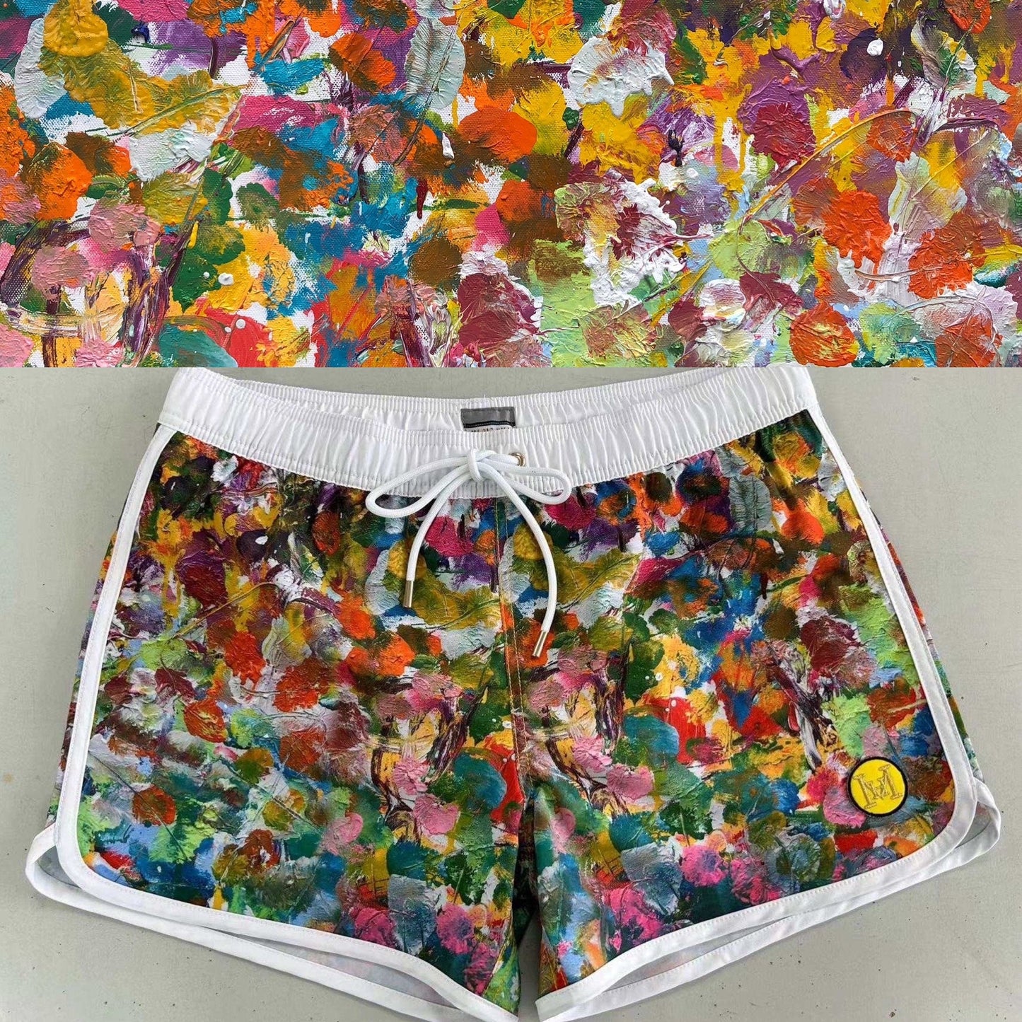 Men short swimwear with Bruce Mishell Art Work