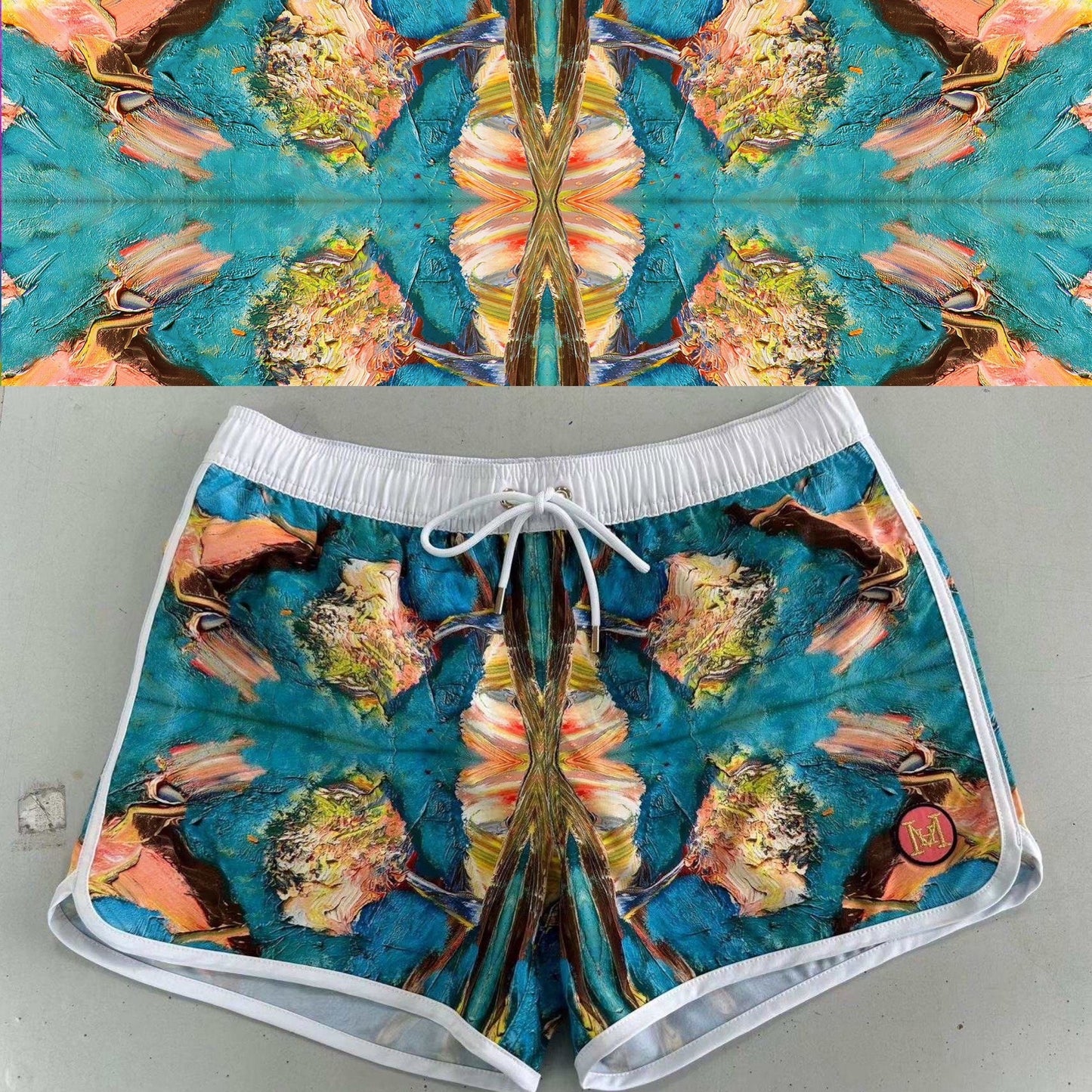 Men short swimwear with Bruce Mishell Art Work