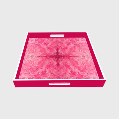 Handmade contemporary lacquer wood tray titled: “Pink Pussy” designed by “Magic Hill