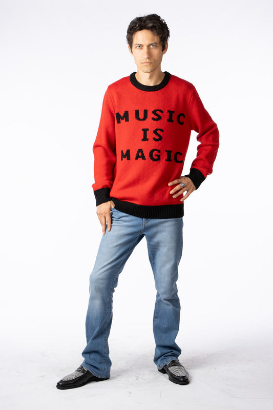 MUSIC IS MAGIC Handmade pull over Sweater 100% merino wool design by Magic Hill