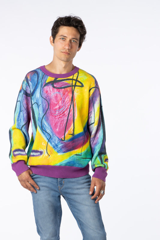 Bruce Mishell Sweater 100% Cotton With "Myra" Art Print Available M, L, Xl