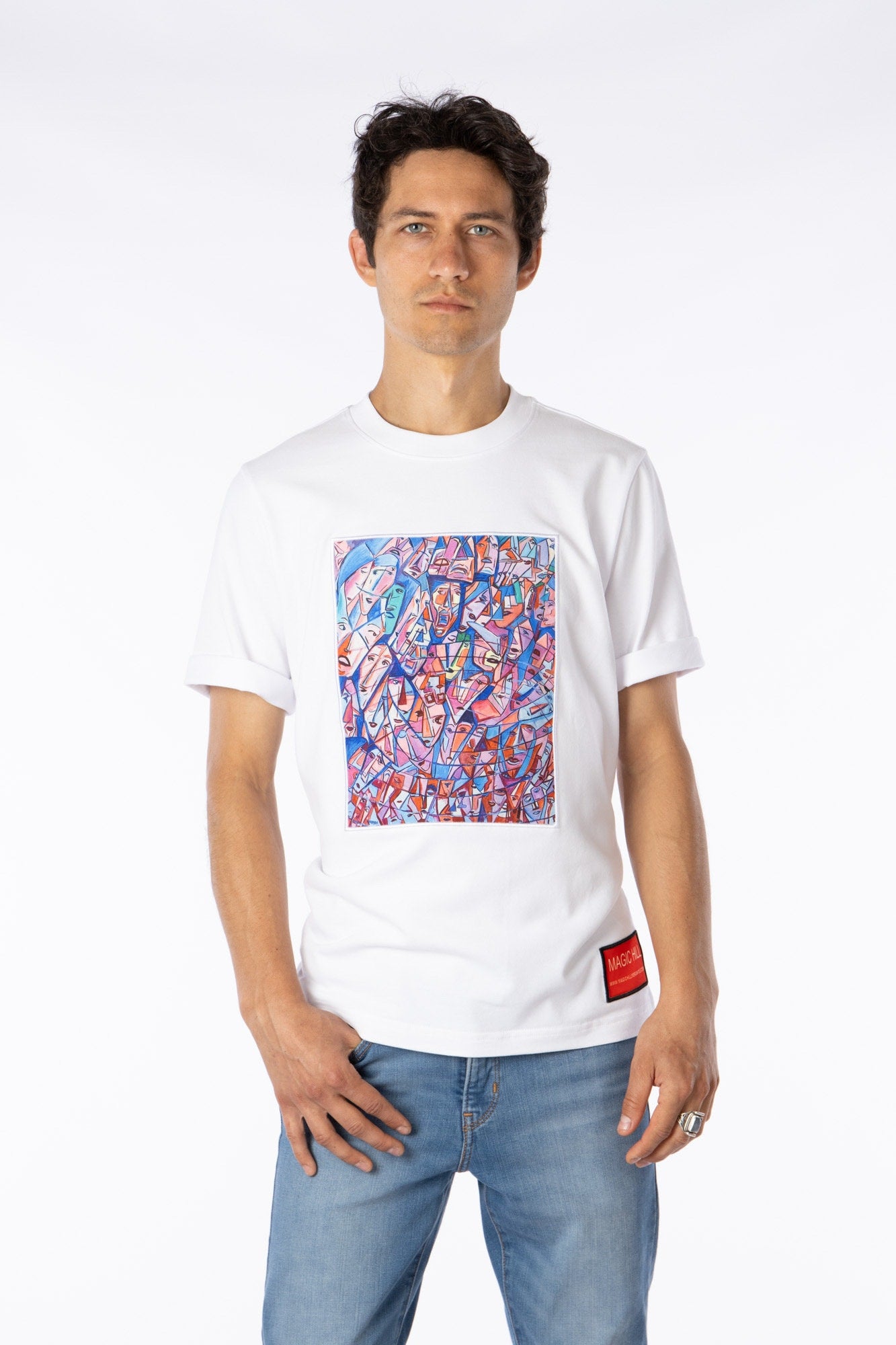 100% Pima cotton T-shirt with Art Print “The Faces”