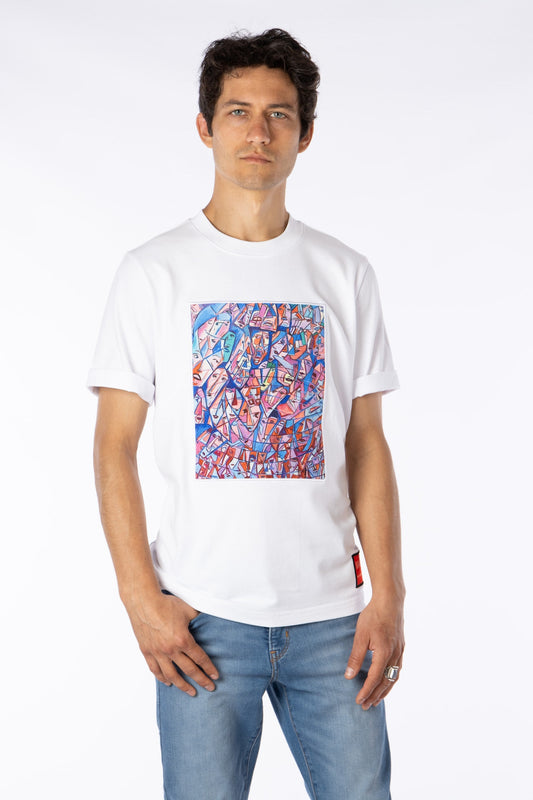 100% Pima cotton T-shirt with Art Print “The Faces”