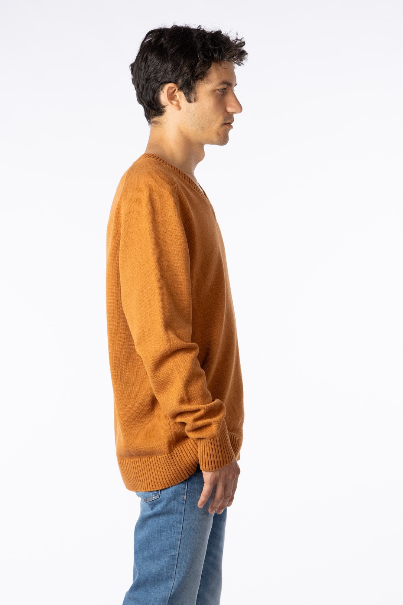 100% Pima Cotton Vneck light Brown sweater