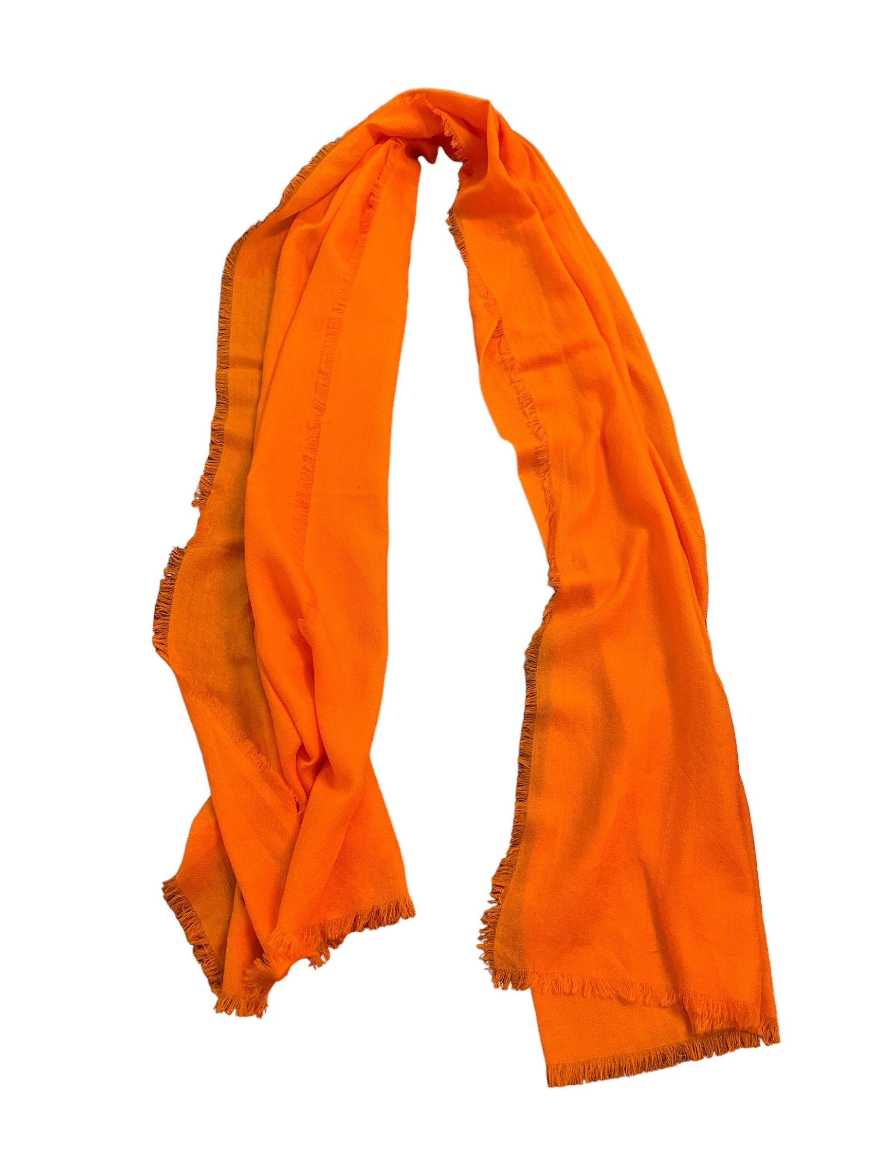 Handmade 100% Austrelian Wool Extra Thin Scarf in Orange, Blue, Black & Gray