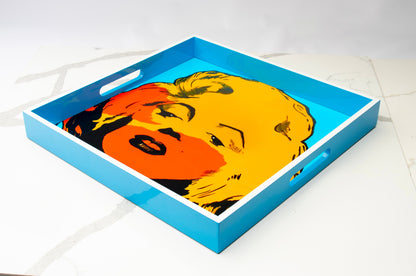 Lacquer tray featured Artist Bruce Mishell titled "The Other Side"