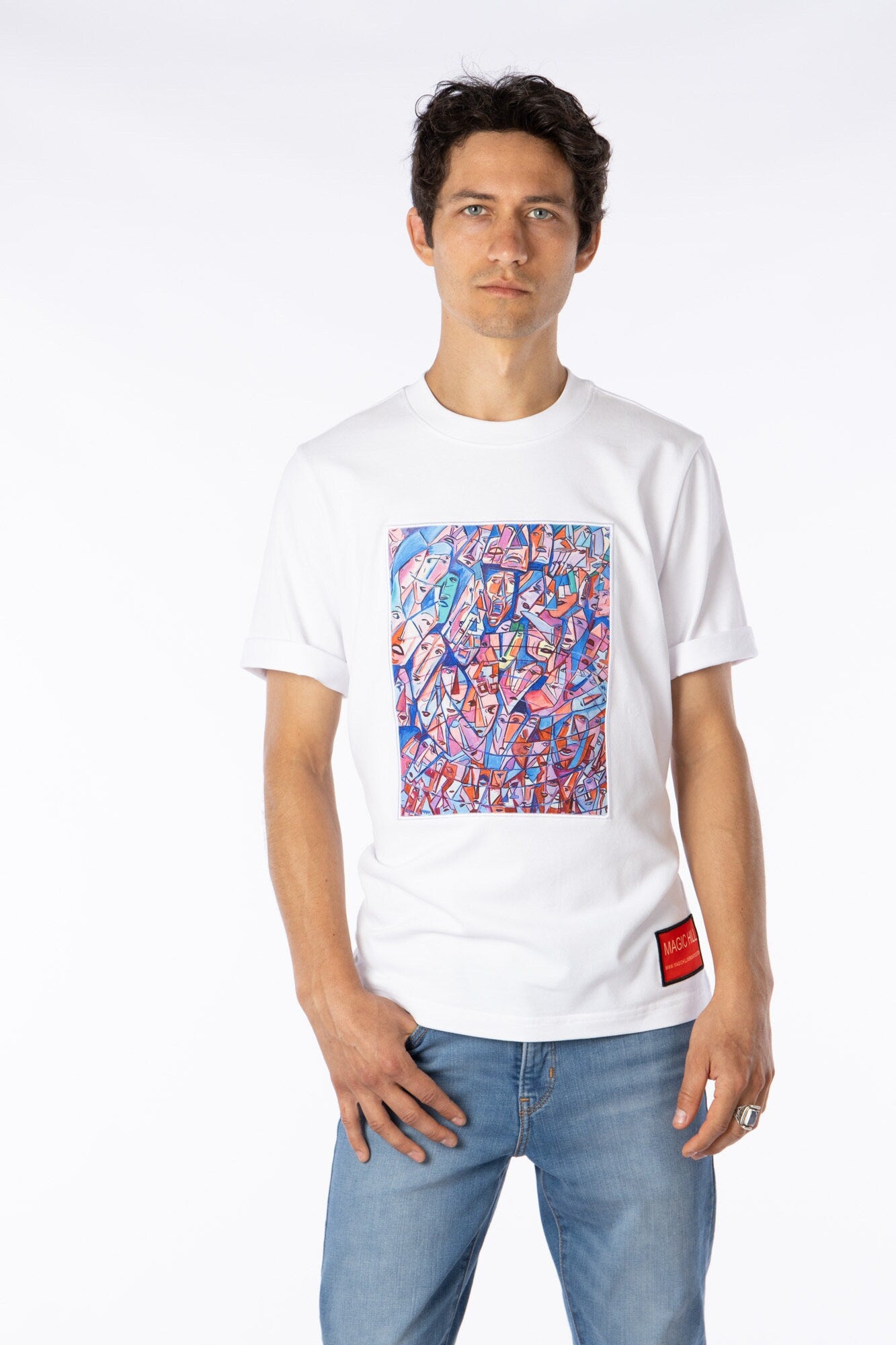 100% Pima cotton T-shirt with Art Print “The Faces”