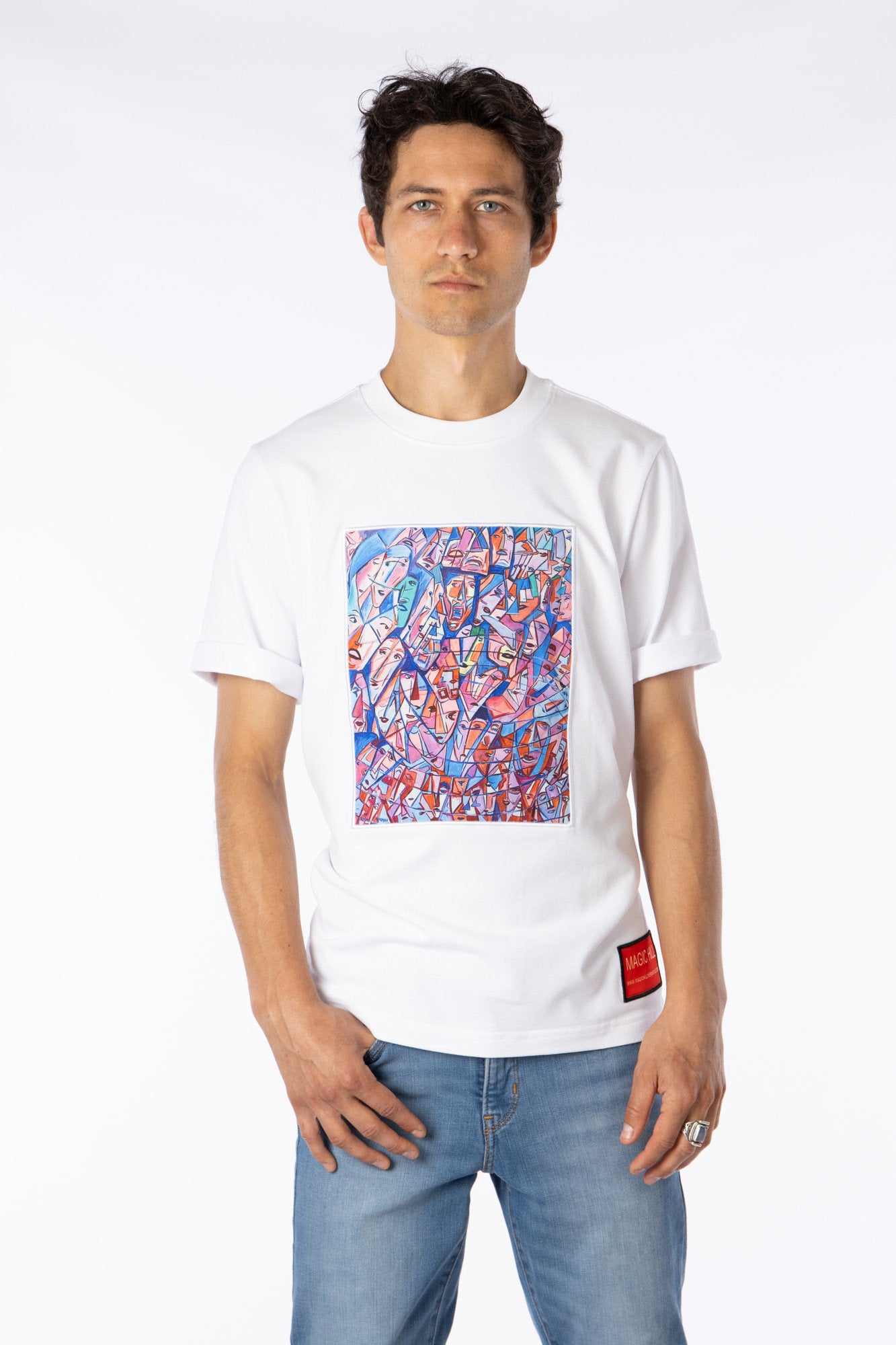 100% Pima cotton T-shirt with Art Print “The Faces”