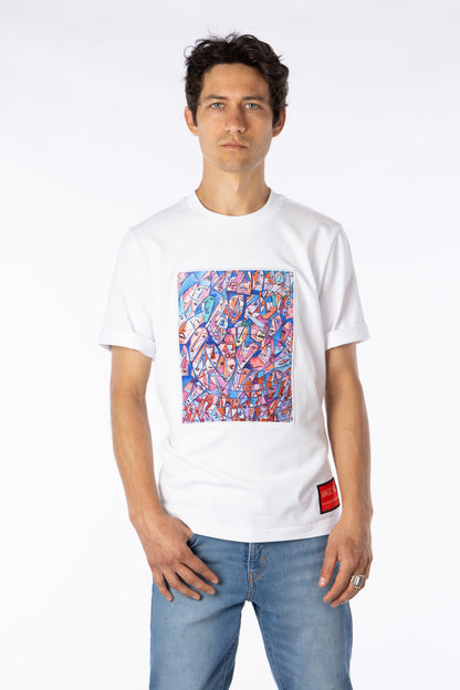 100% Pima cotton T-shirt with Art Print “The Faces”