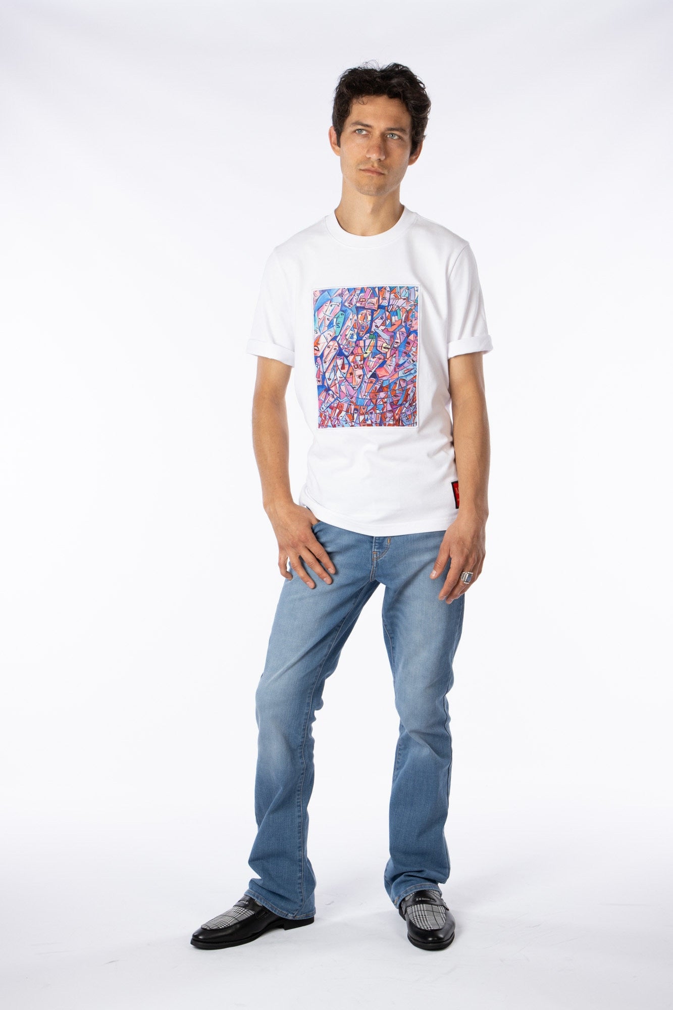 100% Pima cotton T-shirt with Art Print “The Faces”