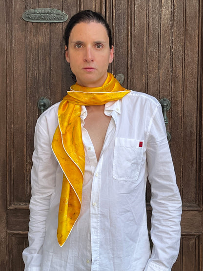 Hand made 100% mulberry silk scarves Designed by "Bruce Mishell" "Yellow Mellow" 35" x 35" inches