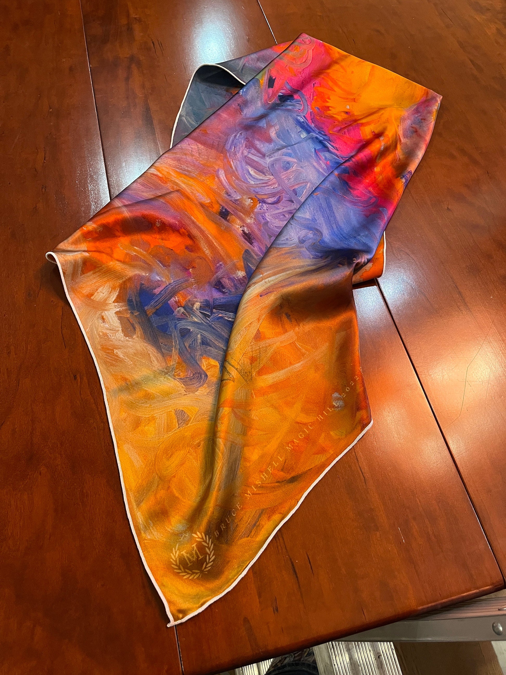 Silk scarf Handmade Custom Design 100% Mulberry Silk Scarf Made Exclusively for Magic Hill! Inspired by original art by Bruce Mishell