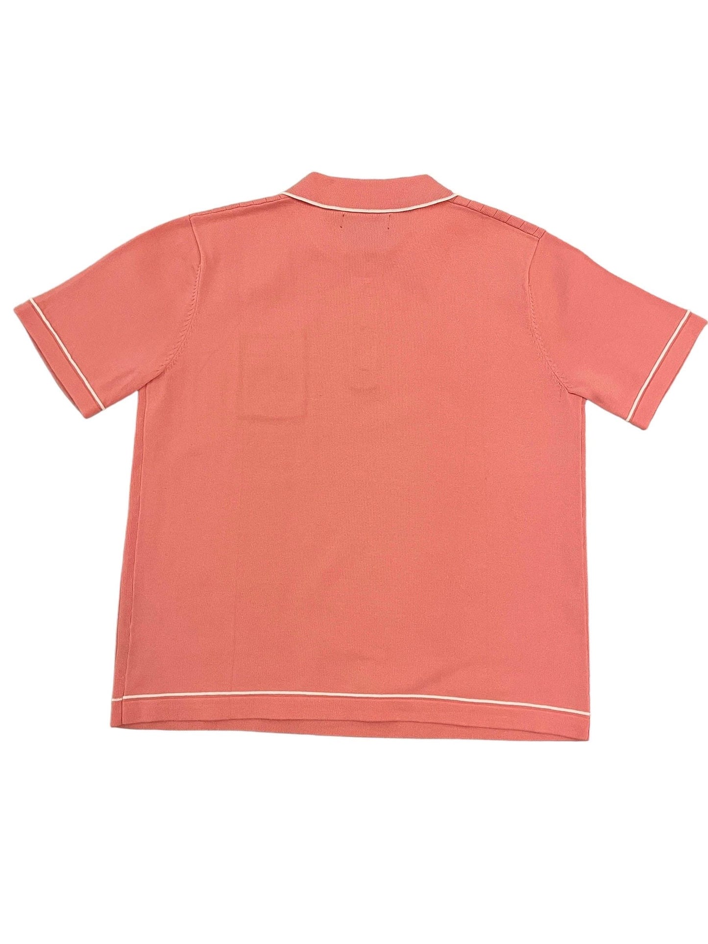 Polo button Shirt ribs 100% cotton in baby pink