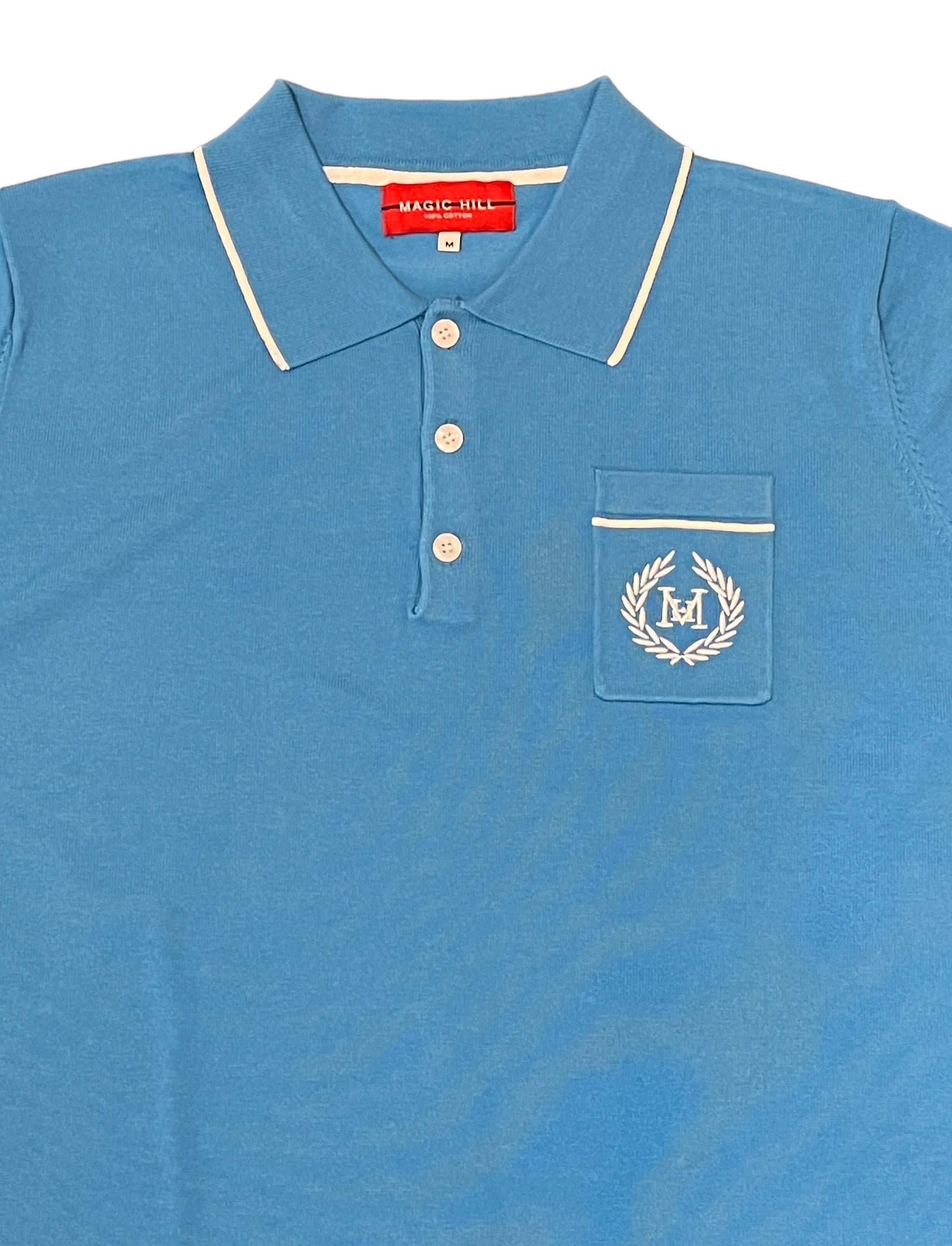 Polo button Shirt 100% cotton in blue