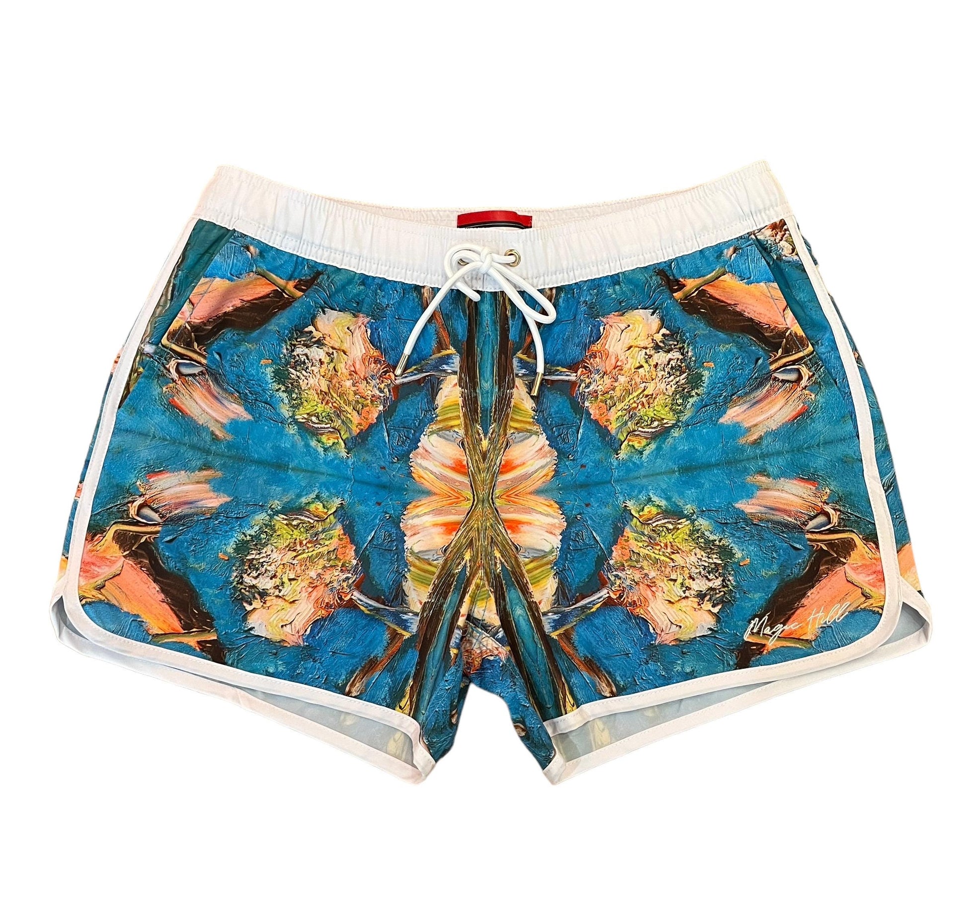 Men short swimwear with Bruce Mishell Art Work