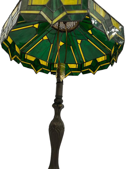 Art deco Tiffany-style glass and bronze table lamp