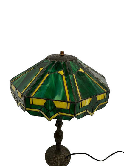 Art deco Tiffany-style glass and bronze table lamp