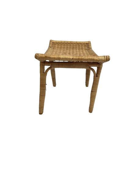 Mid-century rattan ottoman foot stool