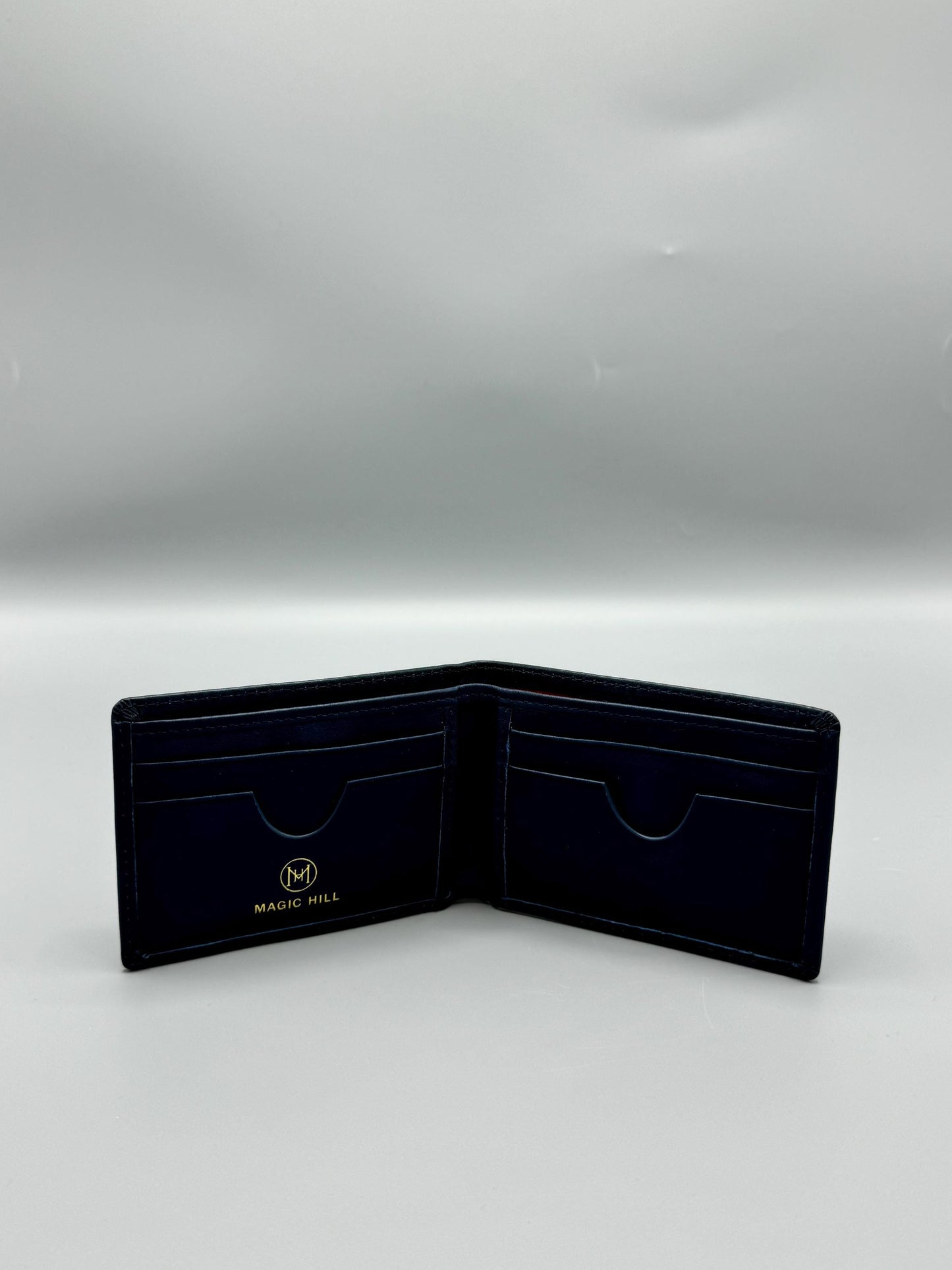 Genuine leather wallet - navy blue (larger size)